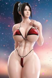 1girls 3d abs athletic_female audrix big_ass big_breasts bikini brown_hair fatal_fury female huge_breasts japanese king_of_fighters long_hair mai_shiranui mature_female muscular_thighs ninja oiled oiled_body oiled_skin oily ponytail sakura_petals shiny_abs shiny_breasts shiny_skin skimpy skimpy_bikini snk solo solo_female standing thick_thighs wide_hips