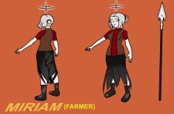 1girl 1girls 2026 4_fingers 4_toes angel angel_girl angel_wings ass blind_peacock_draws blind_peacock_draws_(artist) boots breasts closed_wings exorcist_(hazbin_hotel) farm_girl farm_hat farmgirl feathered_dress feathered_wings feathers gloves hair_growth halo hat hat_only hazbin_hotel hazbin_hotel_oc helluva_boss helluva_boss_oc lipstick long_hair medium_breasts milf miriam_(blindpeacockdraws) mother_(lore) muddy_boots naked naked_female no_clothes open_wings original original_art original_artwork original_character reference_sheet short_hair skirt spear straight_hair tagme tied_hair white_body white_hair white_skin wings x_eye yellow_eyes