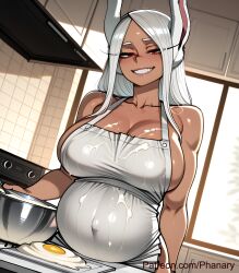 1girl absurdres aesthetic ai ai-created ai_assisted ai_generated animal_ears anime apron art artist_name bare_shoulders big_belly blush boku_no_hero_academia bowl breasts cleavage collarbone comic cooking cover covered_navel covered_nipples cum cum_on_body digital dutch_angle egg egg_(food) food fried_egg generated grin half-closed_eyes high highres holding indoors kitchen large_breasts line long long_eyelashes long_hair looking_at_viewer manga mirko miruko multiple my_hero_academia my_hero_academia_(finale) naked_apron naughty_face page painting panel panels parted_bangs patreon_logo patreon_username phanary pregnant quality rabbit_ears rabbit_girl red_eyes rumi_usagiyama shading shiny_skin sideboob smile soft solo strip style suggestive_fluid teeth toned uncensored usagiyama_rumi web_address whiskers white_apron white_hair window