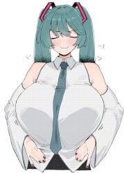 1girls big_breasts hatsune_miku huge_breasts large_breasts ohasi smug smug_face vocaloid