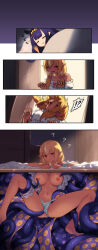 !? 2girls :d bowlegged_pose breasts cait_aron clueless dark-skinned_female dark_skin door elf highres hololive hololive_english hololive_fantasy hololive_japan hololive_myth imminent_penetration imminent_vaginal kankaku_shadan large_breasts long_hair multicolored_hair multiple_girls navel ninomae_ina'nis nipples open_door open_mouth partially_underground_shot pointy_ears shiranui_flare sleeping smile spread_legs stuck tentacle_pit tentacle_sex tentacles through_ground two-tone_hair unawareacles virtual_youtuber zzz