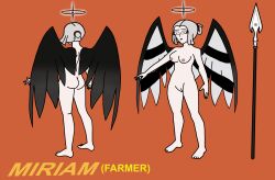 1girl 1girls 2026 4_fingers 4_toes angel angel_girl angel_wings ass blind_peacock_draws blind_peacock_draws_(artist) boots breasts closed_wings exorcist_(hazbin_hotel) farm_girl farm_hat farmgirl feathered_dress feathered_wings feathers gloves hair_growth halo hat hat_only hazbin_hotel hazbin_hotel_oc helluva_boss helluva_boss_oc lipstick long_hair medium_breasts milf miriam_(blindpeacockdraws) mother_(lore) muddy_boots naked naked_female nipples no_clothes open_wings original original_art original_artwork original_character pussy pussy_lips pussy_peek reference_sheet short_hair skirt spear straight_hair tagme tied_hair white_body white_hair white_skin wings x_eye yellow_eyes