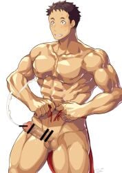 1boy 2021 abs balls beefy biceps big_glans big_penis blush breasts broad_shoulders brown_eyes brown_hair censor_bar censored censored_penis collarbone completely_nude crying crying_with_eyes_open cum cum_explosion cum_fountain cum_on_penis cum_splatter cum_string cum_trail dated ejaculation embarrassed erection etchu_fundoshi foreskin foreskin_folds frenulum fundoshi fundoshi_only gay hands-free hi_res japanese_clothes male male_only manly mature_male muscles muscular muscular_arms muscular_legs muscular_male muscular_neck muscular_thighs no_body_hair nude orgasm original original_character pecs penis pointless_censoring precum precum_drip putting_clothes_on quadriceps red_fundoshi red_glans retracted_foreskin robronx35498_(pixivid=35498) semen shaved_crotch shocked short_hair six_pack standing tears thick_cum thick_penis tying tying_fundoshi uncircumcised uncut veiny_penis yaoi