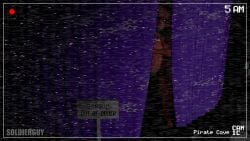 3d_(artwork) absurd_res anthro camera_view covering covering_self digital_media_(artwork) emotionless female fexa_(cryptiacurves) five_nights_at_freddy's foxy_(fnaf) hi_res looking_at_viewer night pirate_cove scary scottgames soldierguy solo source_filmmaker_(artwork) static tagme