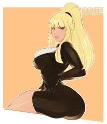 1girls ass ass_in_dress big_ass big_breasts big_lips blonde_hair blue_eyes bottomwear breasts capcom curvaceous curvy dat_ass female female_only hi_res highres huge_breasts kokobuttz kolin lips looking_at_viewer mature mature_female mature_woman office_lady ponytail solo solo_female street_fighter thick_lips thick_thighs thighs thin_waist topwear