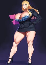 1girls alternate_version_available areolae big_breasts blonde_hair blue_bra blue_eyes bottomwear bra breasts capcom cleavage clothing female female_only full_body hair hand_on_hip heels hi_res hidarikiki high_heels highres huge_breasts kolin legs lips long_hair mature mature_female mature_woman office_lady ponytail skirt solo solo_female stiletto_heels street_fighter thick_lips thick_thighs thighs topwear venus_body very_high_heels