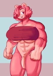 1futa anthro bear clothed clothing cumulusgio furry futa_only futanari gigi_(stratusgio) mostly_nude muscular muscular_futanari pink_skin solo standing stratusgio ursid