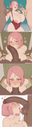 naruto_(series) naruto boruto:_naruto_next_generations haze911 ai_generated sakura_haruno hetero tongue_out cum_on_hair forehead_mark group_sex short_hair cum interracial large_testicles netorare penis pink_hair swimsuit dark-skinned_male huge_breasts threesome comic_page erection fellatio mature_female milf after_fellatio handjob multiple_boys testicles 1girls veins penis_on_face cum_on_breasts large_penis nipples blush breasts green_eyes oral tongue dark_skin nude facial_mark