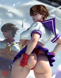 1girls artnip asian asian_female ass ass_focus big_ass big_breasts bloomers blue_sky brown_hair buruma capcom clouds dat_ass fat_ass female female_only huge_ass large_ass large_breasts looking_at_viewer looking_back oil oiled oiled_ass oiled_skin red_thong sailor_fuku sakura_kasugano school_uniform seductive seductive_eyes seductive_look seductive_smile shiny_ass shiny_skin short_hair showing_ass showing_off sky solo street_fighter thick_ass thick_thighs thong tomboy very_short_hair voluptuous