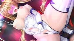 1girl bare_shoulders blonde_hair blush boots breasts breasts_out censored closed_eyes clothing_aside covered_navel cum cum_on_body dutch_angle ejaculation elbow_gloves erection facing_viewer futanari futanari_masturbation futasub game_asset gloves hair_intakes hair_ribbon hengen_souki_shine_mirage high_heel_boots high_heels indoors koppamu large_breasts large_variant_set leotard leotard_aside long_hair magical_girl masturbation mosaic_censoring nipples no_testicles non-web_source official_art open_mouth penis pink-tinted_eyewear projectile_cum puffy_nipples ribbon self-datamine shine_mirage shiny_skin solo spread_legs squatting strapless sunglasses sweat thigh_boots thighhighs tinted_eyewear tongue tongue_out toudouin_saki twintails variant_set very_long_hair white_gloves white_leotard white_thighhighs