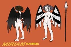 1girl 1girls 2026 4_fingers 4_toes angel angel_girl angel_wings ass blind_peacock_draws blind_peacock_draws_(artist) boots breasts closed_wings exorcist_(hazbin_hotel) farm_girl farm_hat farmgirl feathered_dress feathered_wings feathers gloves hair_growth halo hat hat_only hazbin_hotel hazbin_hotel_oc helluva_boss helluva_boss_oc lipstick long_hair medium_breasts milf miriam_(blindpeacockdraws) mother_(lore) muddy_boots naked naked_female nipples no_clothes open_wings original original_art original_artwork original_character pussy pussy_lips pussy_peek reference_sheet short_hair skirt spear straight_hair tagme tied_hair white_body white_hair white_skin wings x_eye yellow_eyes
