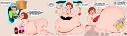 2girls ass bbw belly belly_expansion belly_stuffing big_ass big_belly big_breasts black_panties blue_hair bra breasts brown_hair bubble_butt dialogue disney fat feederism feeding female food helen_parr huge_belly huge_breasts karen_fields large_ass massive_belly mature_female milf morbidly_obese mother obese overweight panties pink_panties pixar red_panties spicypaw ssbbw stuffed stuffed_belly stuffing the_incredibles the_incredibles_2 voyd_(the_incredibles) weight_gain