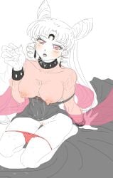 1girls bishoujo_senshi_sailor_moon black_lady black_moon blush breasts chibi_usa clothing cum dark_persona erect_nipples erect_nipples_under_clothes female female_only large_breasts long_hair mochi_pinku panties pussy see-through see-through_clothing solo tagme villainess