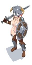 1girls abs amulet amulet_of_talos armor armwear bikini breasts casual cleavage dovahkiin dovakini female female_dovahkiin female_only female_pubic_hair front_view gloves grey_eyes headwear helmet horned_helmet huge_breasts human legwear light-skinned_female light_skin looking_at_viewer micro_bikini muscles muscular muscular_female navel necklace neckwear nisetanaqa nord orange_hair pale-skinned_female pale_skin ponytail pubic_hair redhead scar shield side-tie_bikini skimpy skindentation skyrim smile solo standing swimwear sword the_elder_scrolls thighhighs toned weapon white_bikini