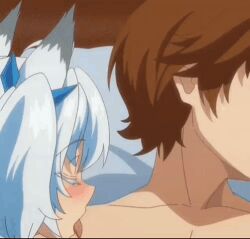 kaifuku_jutsushi_no_yarinaoshi redo_of_healer setsuna_(redo_of_healer) tnk_(company) kissing licking licking_neck licking_male_nipple tongue_kiss naked wolf_girl anime animated gif keyarga_(redo_of_healer) controlled wolf_ears