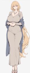 1girls aged_up ai_assisted ai_generated bangs blonde_hair blue_eyes bob_cut fate/grand_order fgo high_heels hourglass_figure hourglass_figured_female jeanne_d'arc_(fate) jeanne_d'arc_(fate)_(all) large_ass large_breasts light-skinned_female light_skin long_hair motherly_figure necklace painted_fingernails painted_nails painted_toenails pink_hair reiranai slim_waist solo solo_female tagme thick_thighs white_background wide_hips