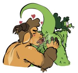 anal armpit_hair backsack balls beard blush blush_lines body_hair bovid brown_body brown_fur caprine curly_hair curved_horn eyes_closed facial_hair fur genitals green_hair hair hi_res horn leg_hair lizard male_rimming male_rimming_male mammal moche_(mocheccino) mocheccino mustache open_mouth open_smile oral perineum raised_tail reptile rimming rimming_male scalie sex sheep simple_background smile stel_(stellizard) tail wide_eyed