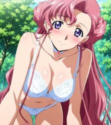 ai_generated velvetart euphemia_li_britannia code_geass purple_hair purple_eyes choker jewlery blushing horny perfect_body