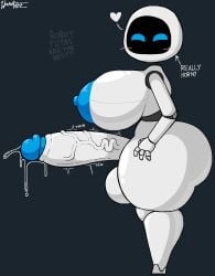 1futa 2026 2d 2d_(artwork) areolae big_ass big_breasts big_penis blue_areola blue_eyes blue_glans blue_nipples disney eve_(wall-e) futa_only futanari horny huge_breasts huge_cock looking_at_viewer nipples pixar precum robot robot_futa side_view smiling solo thick_ass thick_thighs throbbing_penis wall-e woodsglue