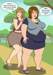 2girls bbw belly belly_expansion big_belly big_breasts breasts chubby chubby_belly chubby_female daughter feederism feeding incest incestuous milf mother mother_and_daughter sequence splogy92 weight_gain yuri