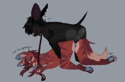 2025 amethedeer anthro anthro_on_anthro anus balls bat bat_nose biped black_balls black_body black_hair black_tail black_text blue_background blue_ear_piercing blue_eyes blue_inner_ear blue_mouth blue_nose blue_pawpads bodily_fluids brown_hair collar colored cum dated dialogue digital_drawing_(artwork) digital_media_(artwork) duo ear_piercing english_text erection eyebrow_piercing facial_piercing female genital_fluids genitals good_boy hair hi_res leash leash_pull leashed_collar male male/female male_on_top mammal markings nude nude_anthro nude_female nude_male on_ground on_top open_mouth pawpads penetration penis piercing power_bottom red_collar red_eyes red_leash sex signature simple_background species_request striped_markings stripes tail tail_aside text tilde_after_text tongue tongue_out vaginal vaginal_penetration vulva