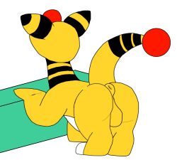 2022 ampharos ass balls digital_media_(artwork) genitals hi_res male nintendo penis pokémon_(species) pokemon pokemon_(species) secretsableye simple_background solo video_games white_background yellow_body