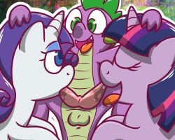 1girls 2boys anus balls blowjob closed_eyes diphallia diphallism female friendship_is_magic hasbro male male/female multi_penis my_little_pony open_mouth oral oral_sex penis pokefound rarity_(mlp) sex smooth_skin spike_(mlp) tongue twilight_sparkle_(mlp)