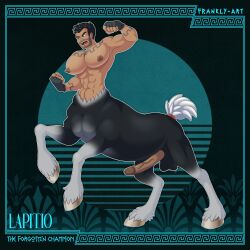 abs animal_genitalia balls bara_tiddies bara_tiddy barazoku big_pecs centaur chest_tattoo clothing equid equid_taur equine erection european_mythology frankly-art genitals gloves greek_mythology handwear hi_res hooves humanoid humanoid_taur lapitio_(pholus_reborn) male male_focus male_only male_solo mammal mammal_taur moobs muscular muscular_male mythology navel nipples open_mouth pecs penis pholus_reborn sheath short_tail solo solo_male stubble tail_tied tattoo taur tongue waist