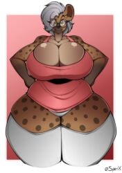 1girls 2019 4k abstract_background absurd_res anthro artist_name big_breasts blossom_(powerpuff_girls) breast_squish breasts brown_body brown_fur brown_spots cartoon_network cleavage cleavage_overflow clothed clothing cosplay curvaceous curvy curvy_body curvy_female curvy_figure digital_drawing_(artwork) digital_media_(artwork) dress eyelashes eyewear female female_focus female_only fur glasses green_eyes grey_hair hair hands_on_hips hi_res hourglass_figure huge_breasts hyaenid legwear long_socks looking_at_viewer mammal mature_anthro mature_female multicolored_body multicolored_fur panties panty_shot powerpuff_girls short_hair signature silver_(ezukapizumu) simple_background smile solo spots spotted_body spotted_fur spotted_hyena squish standing superix tan_body tan_fur thick_thighs thigh_highs underwear voluptuous wide_hips