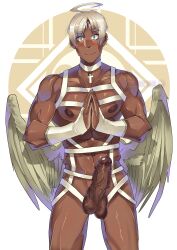 boner dark-skinned_male dark_skin erect_penis erection hard_on male_only melanin muscles muscular muscular_male praying suzumeyaoi thick_penis uncut veiny_penis virgo virgo_(zodiac) wings zodiac