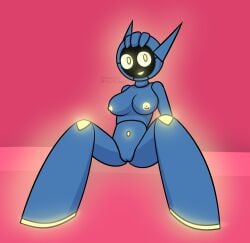 1girls ava_(bor_sosnovy) female female_focus female_only geometry_dash glowing glowing_eyes glowing_nipples robot robot_girl spread_legs yellolight