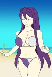 1girls 5_fingers animated areola beach big_breasts bikini bikini_bottom bikini_top breasts breasts_out doki_doki_literature_club embarrassed embarrassed_female embarrassed_naked_female embarrassed_nude_female exposed_breasts female female_only jumperextra large_breasts leafs light-skinned_female light_skin long_hair mp4 naked naked_female nipples no_sound nude nude_female pale-skinned_female pale_skin palm_tree public_topless purple_eyes purple_hair reddit short_playtime solo solo_female thick_thighs topless twitter video wardrobe_malfunction wide_hips yuri_(doki_doki_literature_club)