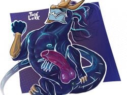 anthro aurelion_sol dragon genitals hi_res league_of_legends male muscular muscular_male penis riot_games solo this_lukk video_games