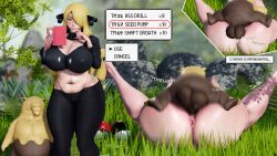 . 1girls 1pokemon 3d 3d_(artwork) accessory anus ass assertive big_breasts blonde_female blonde_hair breasts busty cum_in_pussy curvaceous curves curvy cynthia_(pokemon) dialogue_box digital_media_(artwork) dominant dominant_male drowzee duo english_text female from_front_position fucked_silly fur_trim game_freak gameplay_mechanics generation_1_pokemon grass hair hair_accessory hair_over_eye hair_over_one_eye hex3d hi_res huge_breasts human human_female impregnation interspecies large_breasts legs_up light-skinned_female light_skin long_hair long_sleeves lying male male/female mammal mating_press motion_blur navel nintendo on_back one_eye_obstructed outdoor_sex outdoors plant plump pokéball pokémon_(species) poképhilia pokedex pokemon pokemon_champion pokemon_dppt pokephilia rough_sex sex size_difference slightly_chubby smaller_male straight text vaginal_penetration venus_body video_games voluptuous yellow_skin