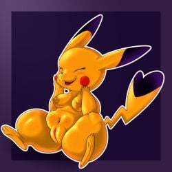 absurd_res anthro anthrofied blush breasts closed_eyes cosplay_pikachu female genitals hi_res mammal murid murine navel nintendo nipples nude open_mouth pikachu pokémon_(species) pokemon pussy rodent short_stack shortstack simple_background slightly_chubby smile solo tail video_games wisty