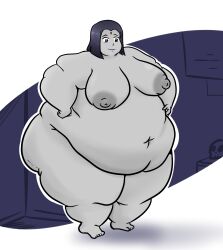 1girls belly big_belly big_breasts breasts dc dc_comics fat female lewdsona morbidly_obese obese overweight rachel_roth raven_(dc) solo_female teen teen_titans