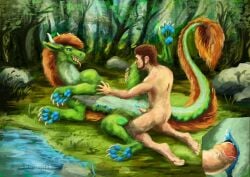 anus ass clitoris dragon fluffy genitals hi_res human jorden knot long_tail mammal nude paws penile_spines penis pussy slit tail vaginal_penetration