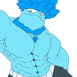 1boy abs bara beard blue_eyes first_porn_of_character fungus ice ice-shroom_(pvz) male male_only muscular_male mushroom mushroom_humanoid orbe_(artist) plants_vs_zombies solo solo_male video_games