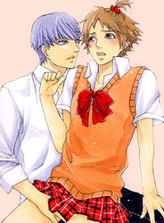 crossdressing hanamura_yousuke male male_only manly_crossdresser megami_tensei persona persona_4 seta_souji tagme yaoi