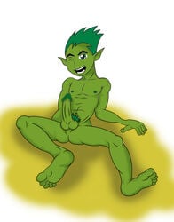 1boy beast_boy boner butt_crack dc dc_comics erection feet green_skin hard_on innocent male male_only nude puberty pubes pubic_hair seamaster solo teen_titans young