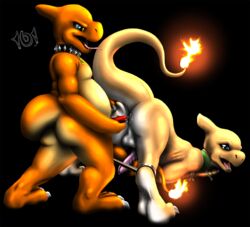 101 ass beige_skin black_background blue_eyes buggery charmeleon collar color fire furry furry_only gay male male_only multiple_males nintendo no_humans nude open_eyes open_mouth orange_skin pokémon_(species) pokemon raised_tail sex shiny_charmeleon shiny_pokemon side_view standing tail tail_fire testicles tongue yaoi