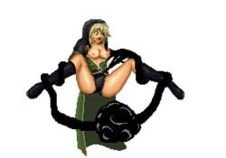 animated beige_skin blonde_hair bound breasts clothes color defeated female goeniko hair hood human king_of_fighters kuromaru_(mugen) leopold_goenitz m.u.g.e.n nipples open_clothes pixel_art rape rule_63 sprite transparent_background wind