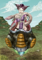 1girls alien_girl breasts color day dragon_ball dragon_ball_z female female_only freeza frieza front_view genderswap humanoid outdoors rule_63 sitting solo tail what white_skin