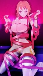 3d female female_only huge_breasts koikatsu nami one_piece pubic_hair qxdt ribbon ribbon_bondage