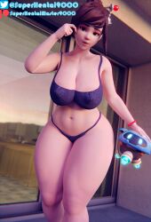 1girls 3d areolae big_breasts blue_bra blue_panties bottomwear bra breasts brown_eyes brown_hair cleavage clothing curvy erect_nipples female female_only french_nails hair hair_ornament hips huge_breasts lips mei_(overwatch) overwatch panties snowball_(overwatch) solo solo_female solo_focus superhentaimaster9000 thick_lips thick_thighs thighs topwear wide_hips