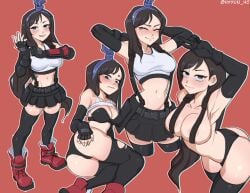 ass big_breasts black_hair bra breasts cleavage clothed female female_only final_fantasy final_fantasy_vii final_fantasy_vii_remake hyyun long_hair panties thighhighs tifa_lockhart