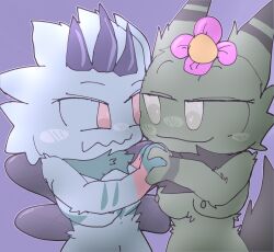 2girls anthro breasts cute digital_media_(artwork) figs_(kaiju_paradise) flower furry hand_holding kaiju_paradise plantix_(kaiju_paradise) roblox roblox_game tagme