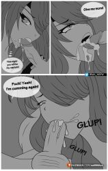 beidou_(genshin_impact) black_and_white blowjob comic cum_in_mouth doujinshi genshin_impact patreon text xxirmaxx