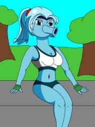 blue_skin exotron park plantie plants_vs_zombies snow_pea_(pvz) sports_bikini sports_bra sportswear