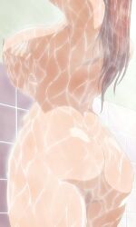 anime_screencap ass aunt back bath bathing bathroom breast_hold breasts brown_hair curvaceous erect_nipples female female_only from_behind high_resolution hips hitozuma_kasumi-san huge_ass huge_breasts large_breasts long_hair matsubara_kasumi mature milf nipples nude one_arm_up ova screen_capture screencap screenshot self_fondle shower showering sideboob solo solo_female stitched thick_thighs thighs very_high_resolution water wet wet_hair wide_hips